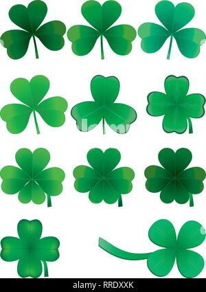 Set of clovers for St. Patrick`s day, vector illustration Stock Vector